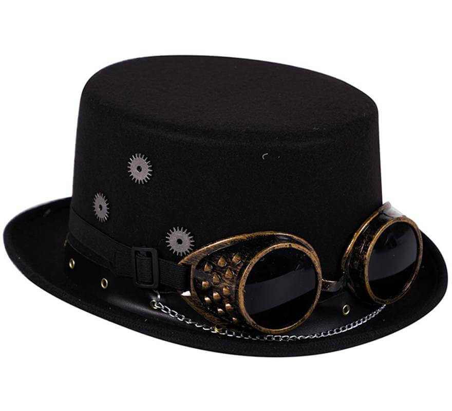 Spooktacular Creations cappello a cilindro con occhiali classici da stile Steampunk vittoriano Set vintage di accessori per adulti Halloween dress up party Marrone 