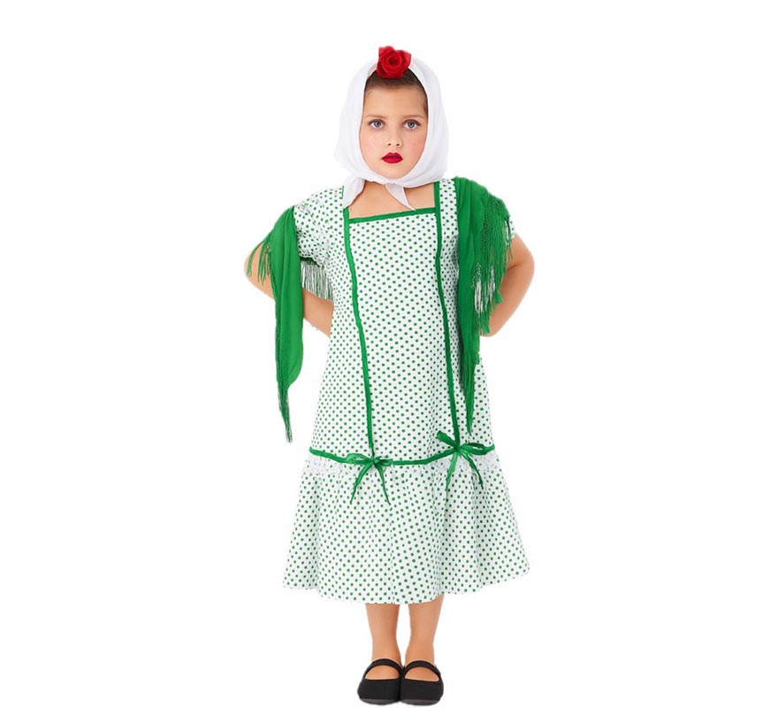 Green Madrileña Chulapa costume for girls