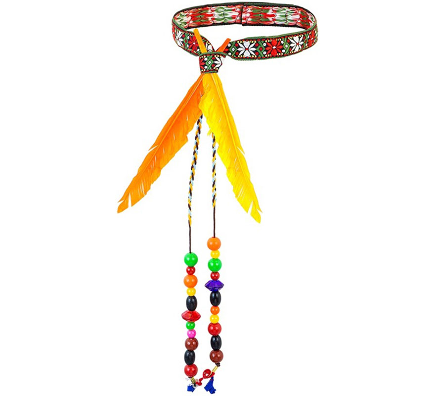 Hippie Headband with Pearls and Feathers