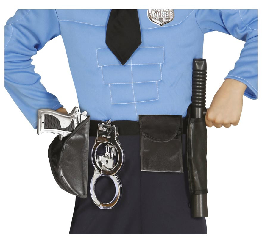 Cinturón con accesorios y casco de policía infantil por 13,25 €