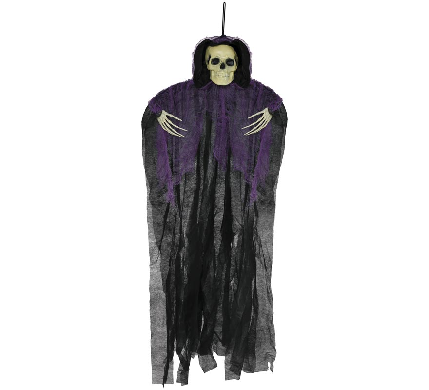 Black and lilac tunic skeleton pendant, 90 cm