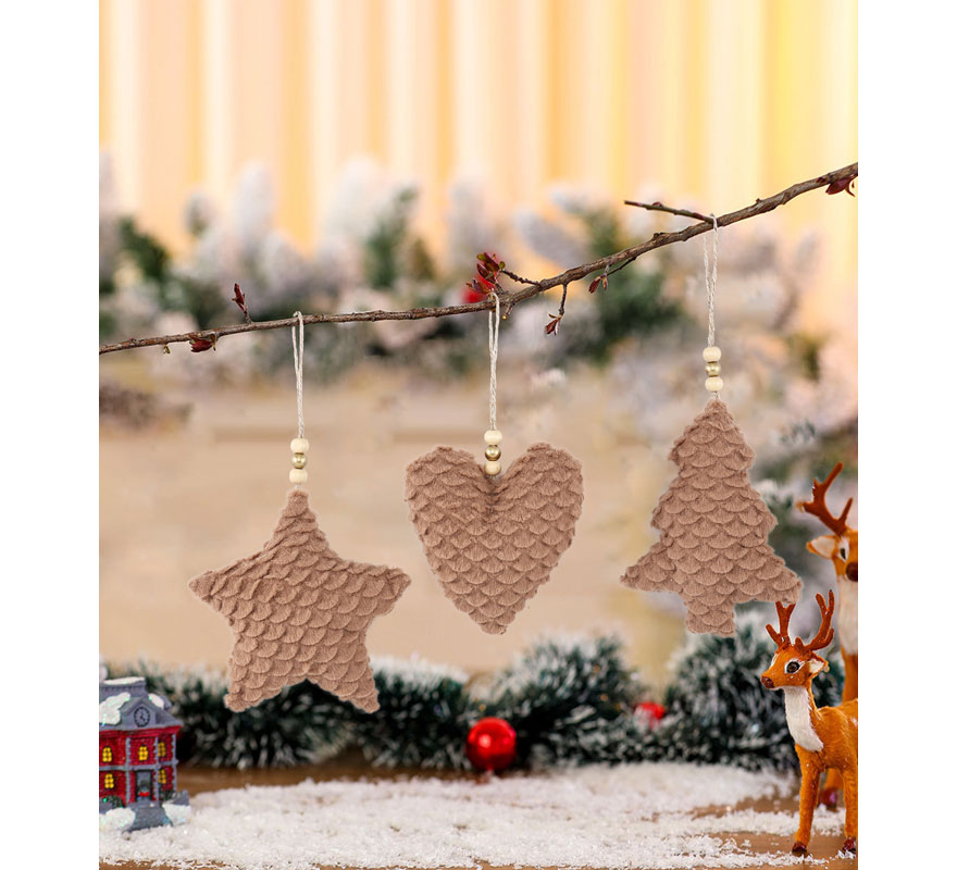 Colgante Estrella, Pino o Corazón beige de 12x4x12 cm modelos surtidos