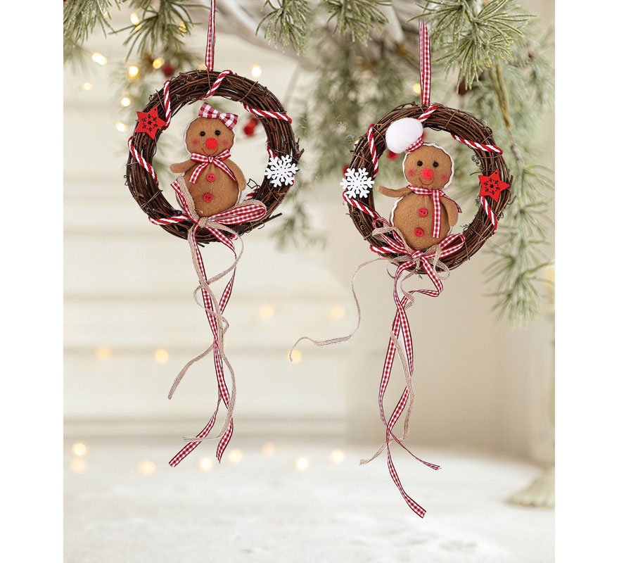 Colgante Galleta de Jengibre Corona surtidos de 15 cm