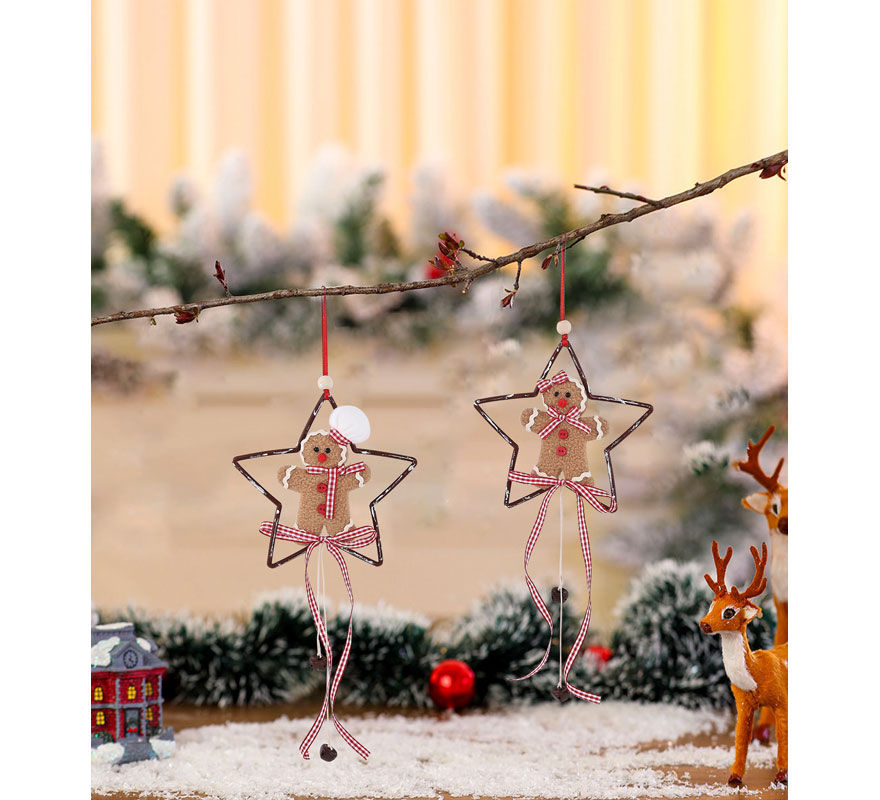 Colgante Galleta de Jengibre Estrella surtidos de 14 cm