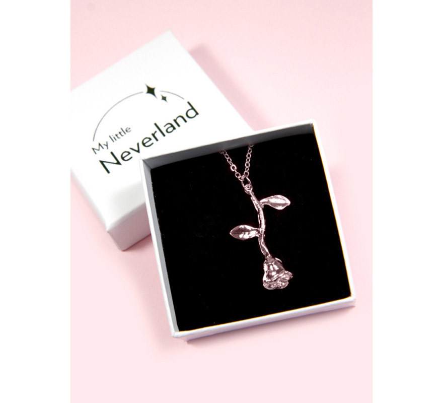 Pingente A Bela e a Fera rosa encantada rosa