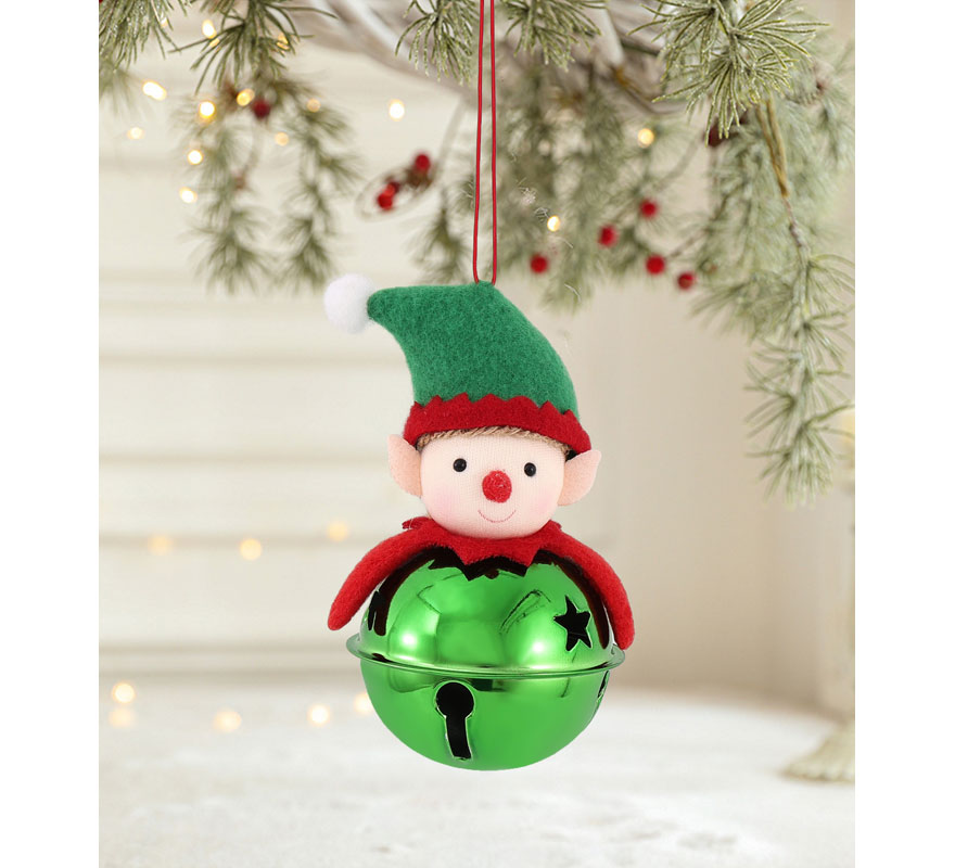 Colgante Navideño de Campana Elfo verde de 11 cm
