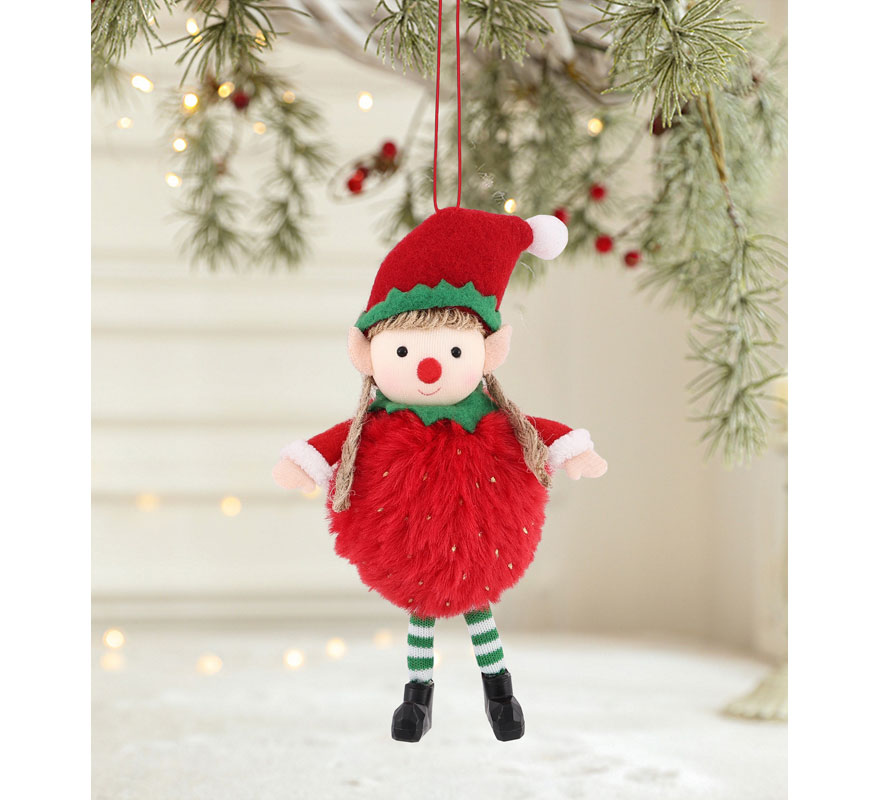 Colgante Navideño de Elfa Esponjosa de 16 cm