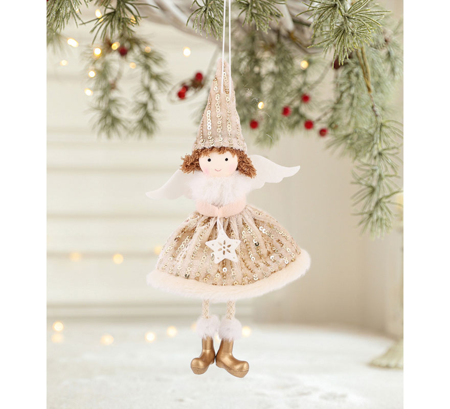 Colgante Navideño de Angelito Dorado de 22 cm