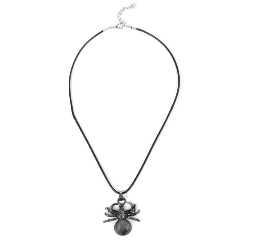 Shiny Grey Spider Necklace