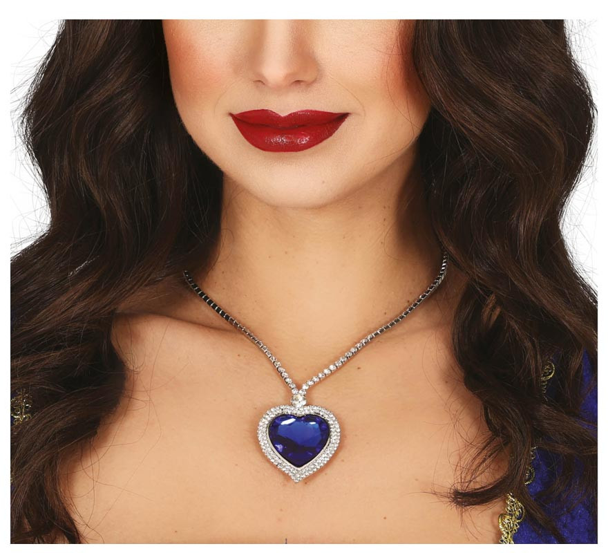 Metallic Blue Heart Necklace