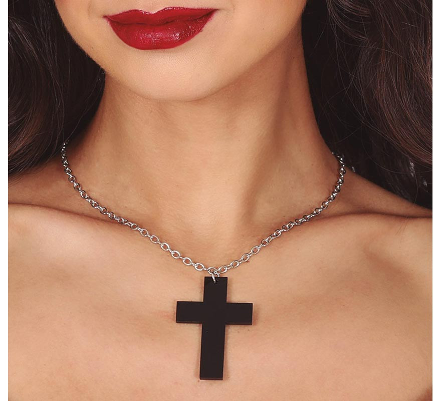 Black Cross Necklace 6 cm