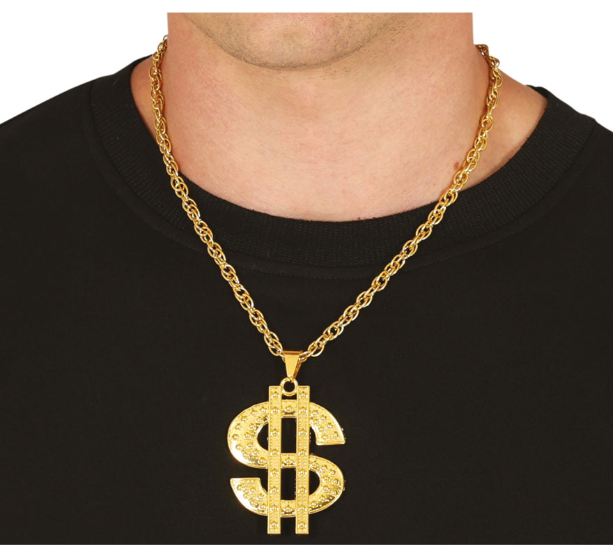 Gold metallic dollar necklace