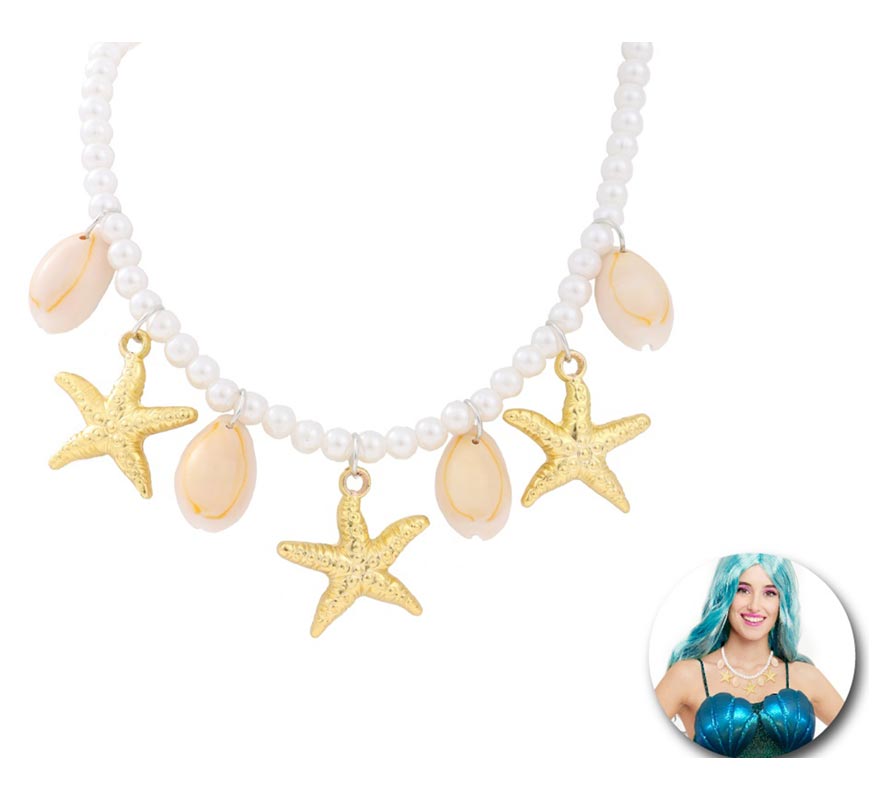 Mermaid necklace with stars and pearls