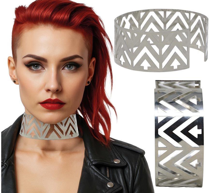 Collar Futurista plateado