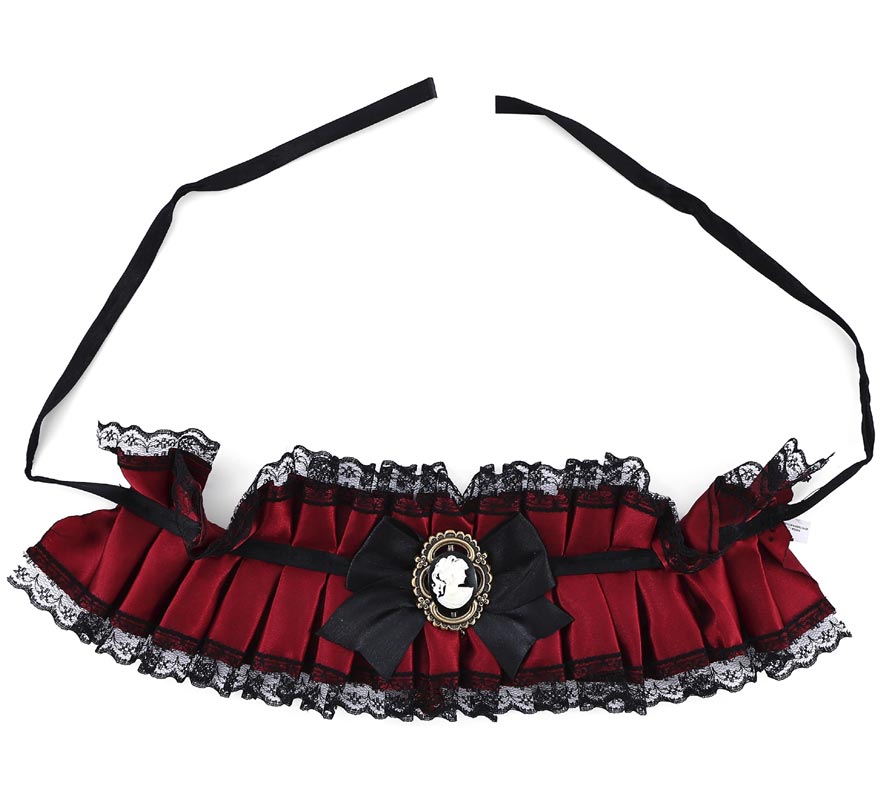 Colar gótico vermelho com laço