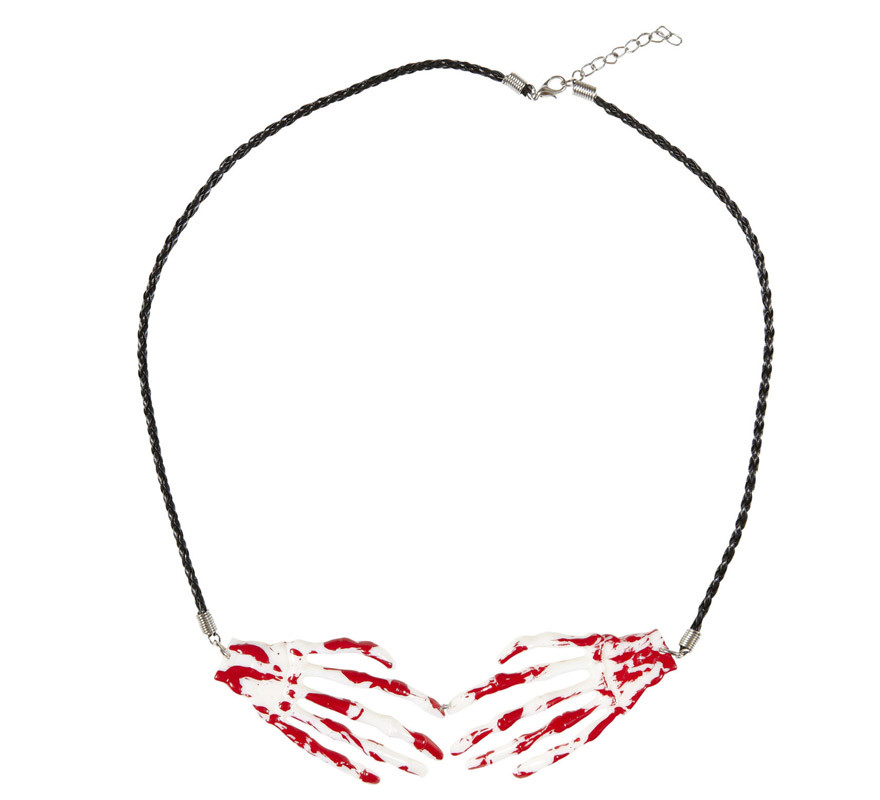 Bloody Skeleton Hands Halloween Necklace