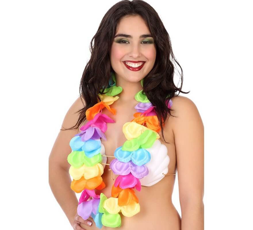 Collana Hawaiana multicolore con fiori grandi