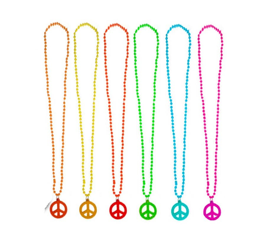 Peace symbol necklace of 45 cm assorted colors