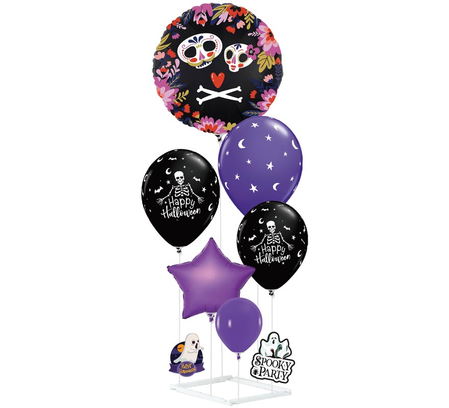 Purple and black balloon column, 9 pieces