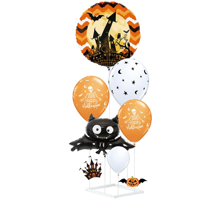 Column Balloons White and Orange 9 Pieces