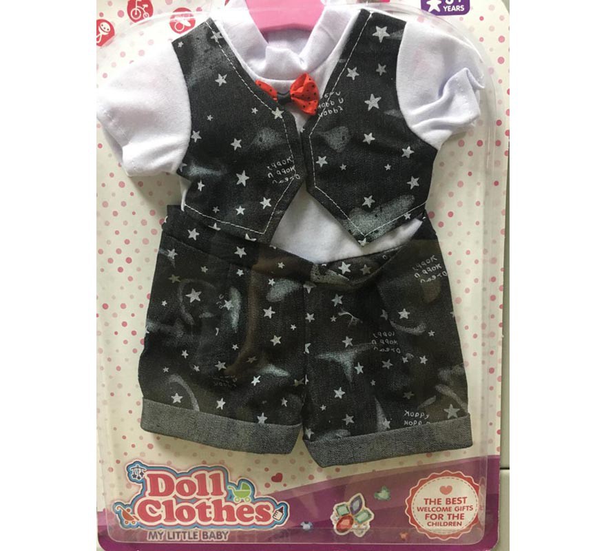 Conjunto Chaleco y Pantalón con estrellas para muñeca