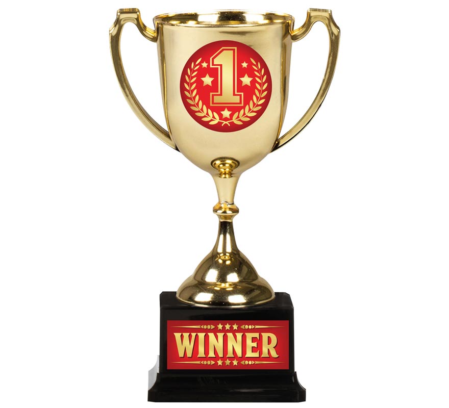 Taça Winner dourada e vermelha 18 cm
