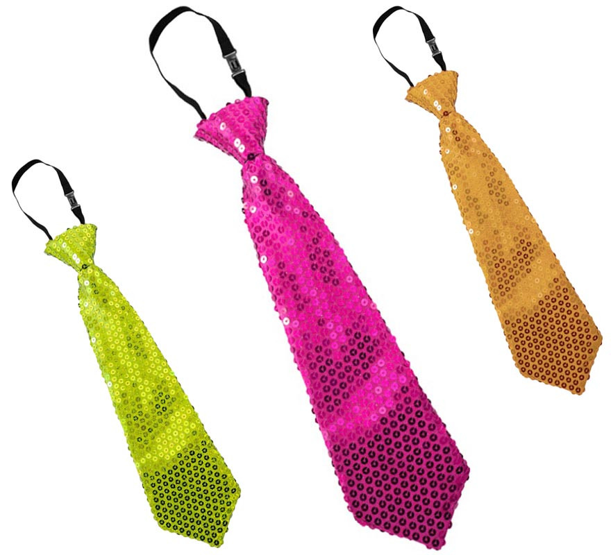 Cravate à sequins de 31 cm de différentes couleurs