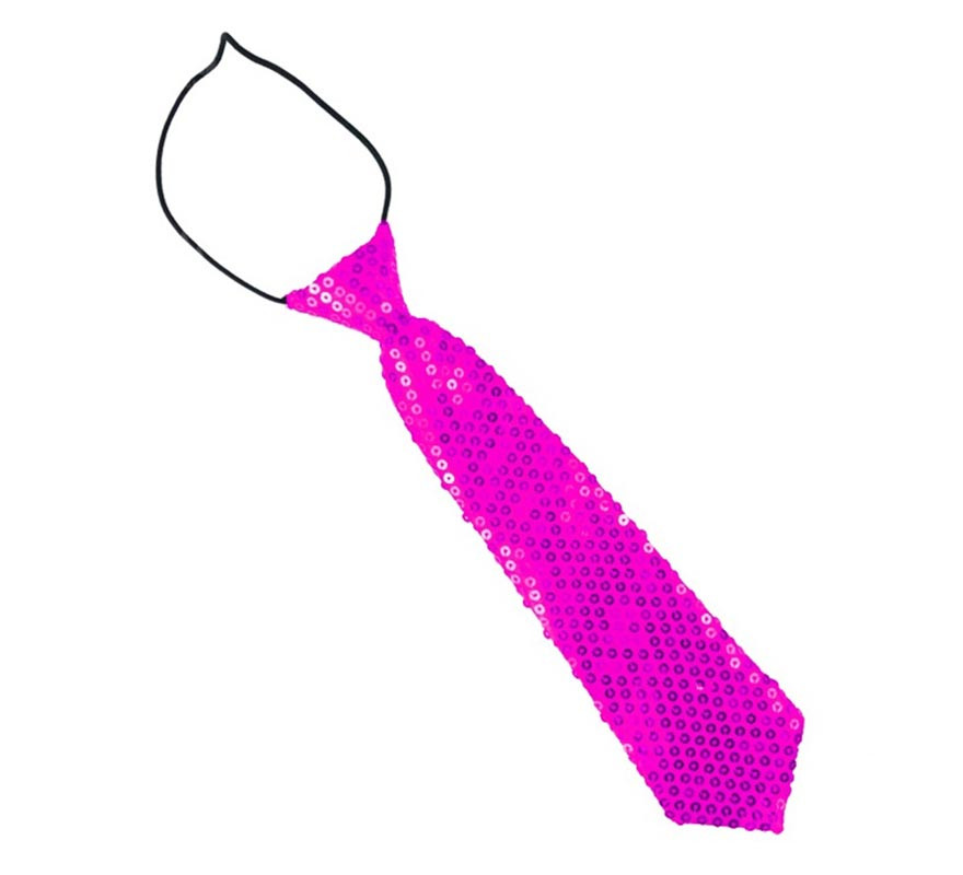 Children's 30 cm fuchsia tie with sequins