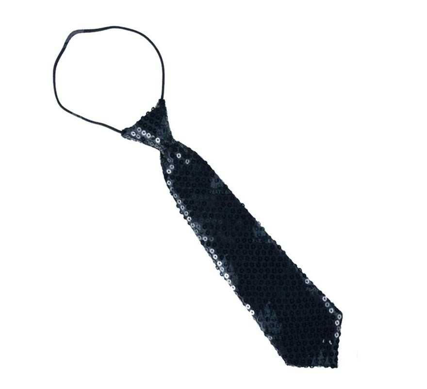 Cravate à paillettes noire 
