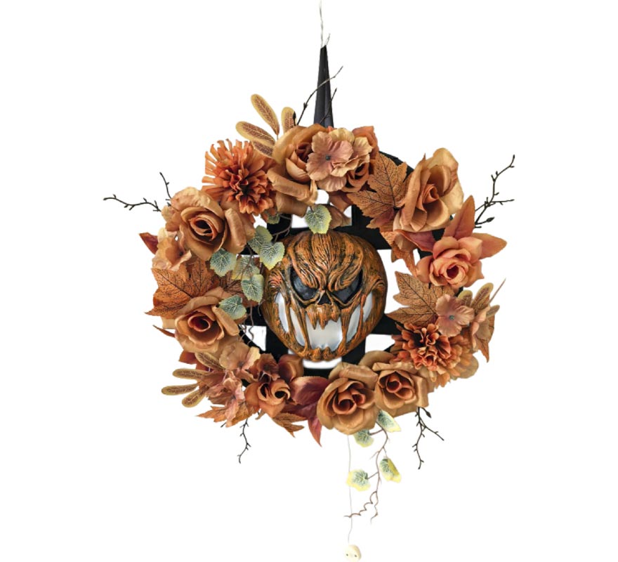 Autumn Pumpkin Wreath with Light and Sound