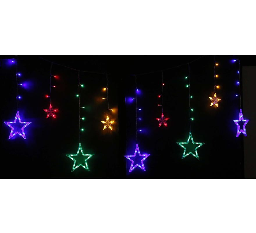 Cortina de 12 Estrelas com 138 LEDs multicoloridos