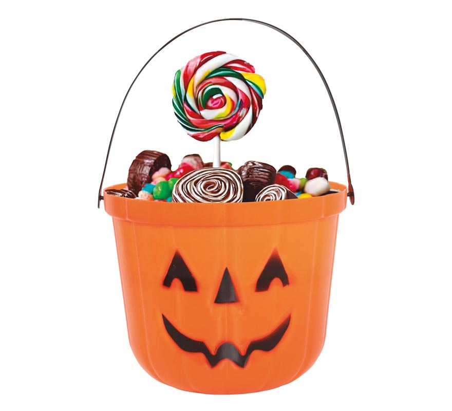 15 cm plastic pumpkin bucket for Halloween