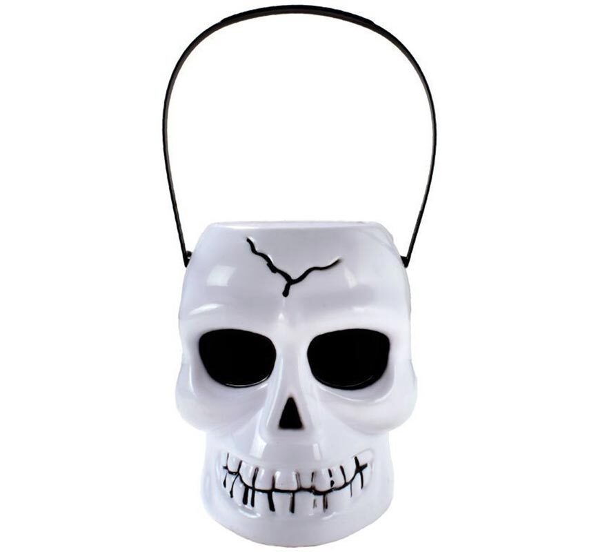 Seau blanc en forme de crâne avec poignée, 12 x 14 x 16 cm Seau blanc en forme de crâne avec poignée, 12 x 14 x 16 cm
