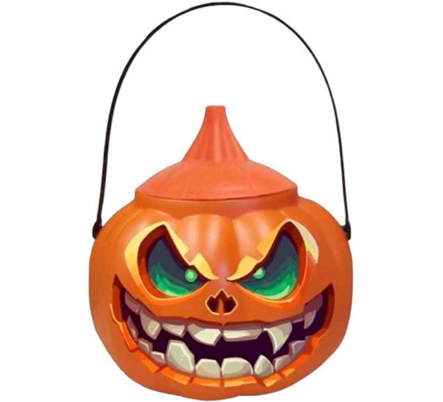 Balde de doces de abóbora assustador com tampa Balde de doces de abóbora assustador com tampa