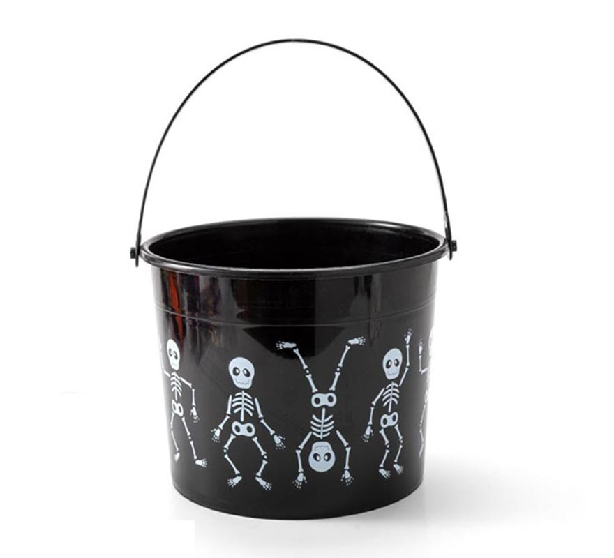 Balde estampado de Halloween com abóboras em várias cores