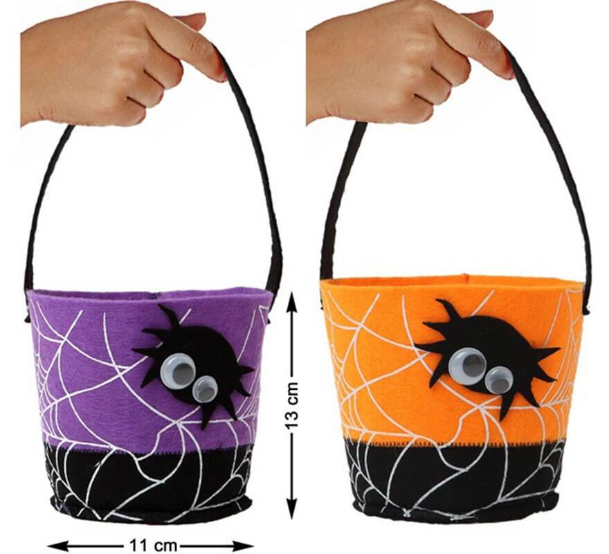 Candy collecting bucket with Spider in 2 assorted colors 13 cm