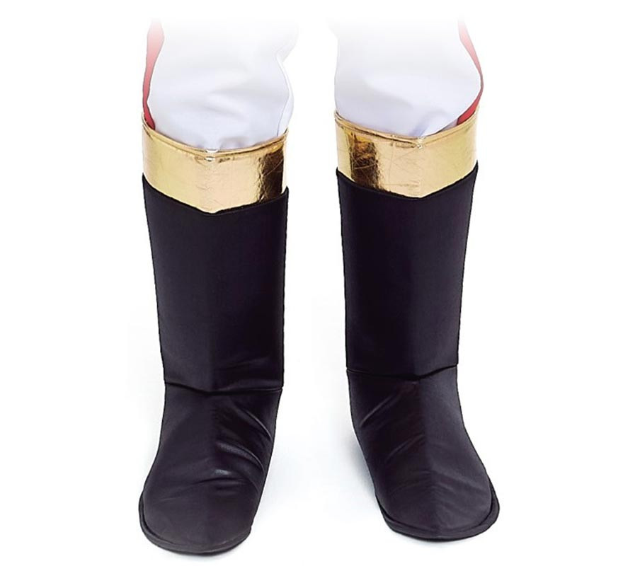 Black boot covers with gold trim for adults