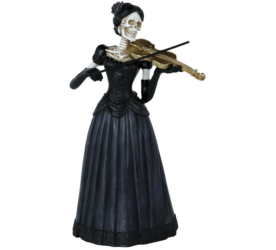 Senhora Esqueleto com Violino de Resina 26x15 cm