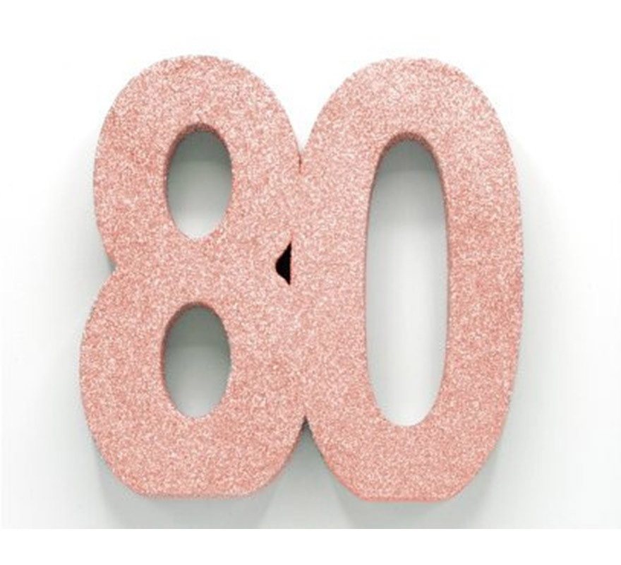 Decoración de Mesa Número 80 Color Oro Rosa