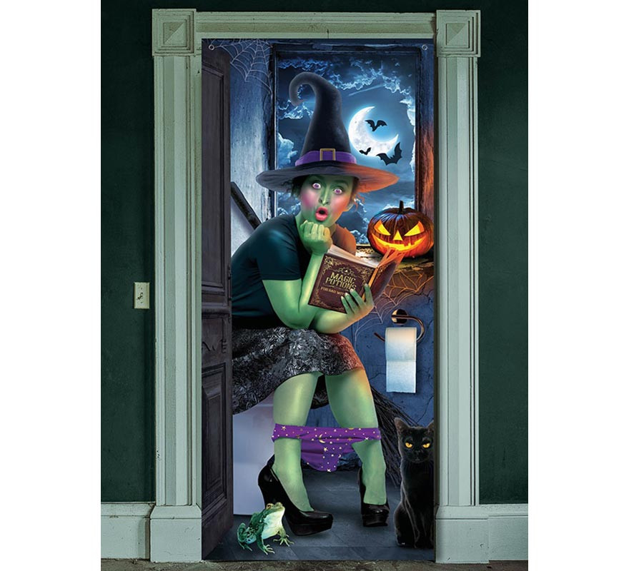 Surprised Witch Door Decoration 80x180 cm