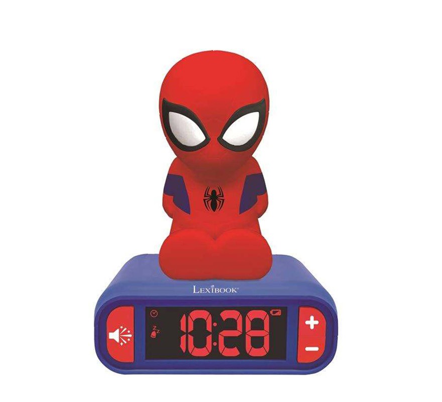 Despertador Digital Spiderman com lâmpada 3D e rádio.