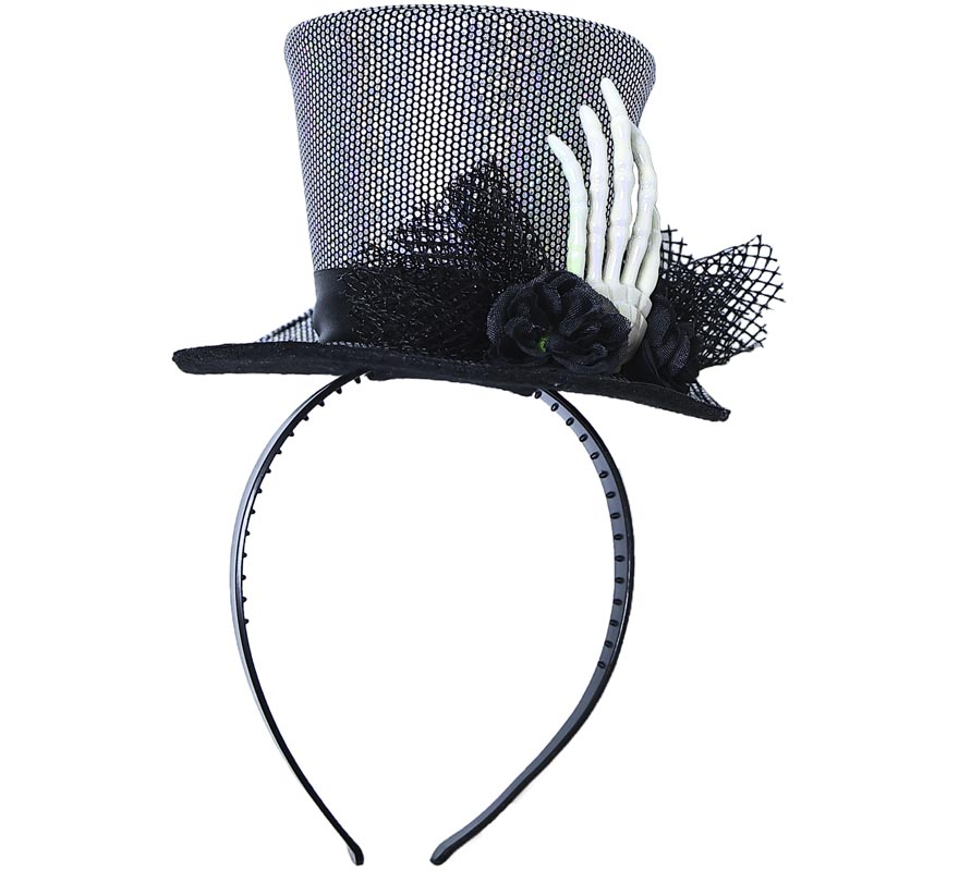Headband with Hat and Skeleton Hand