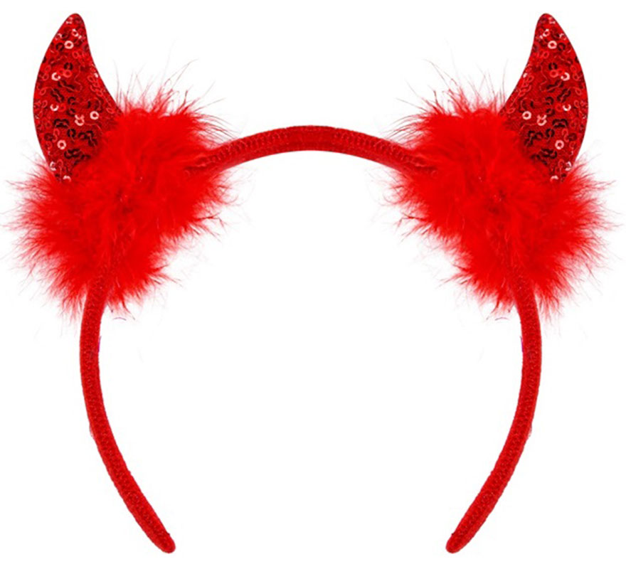 Tiara de chifres de diabo com lantejoulas em várias cores