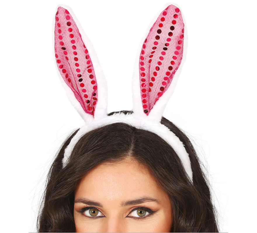 Adult Pink Sequin Bunny Headband