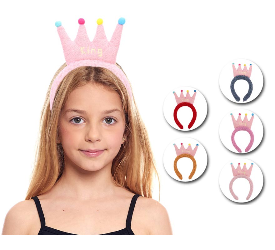 Tiara de pelúcia infantil em cores sortidas