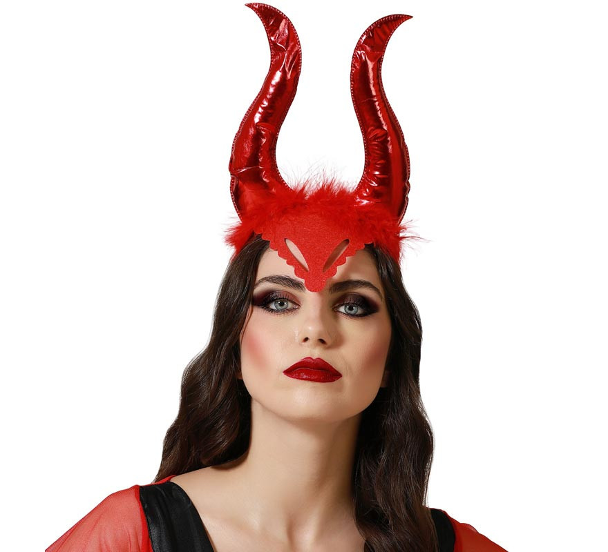 Bright Red Demon Horns Headband