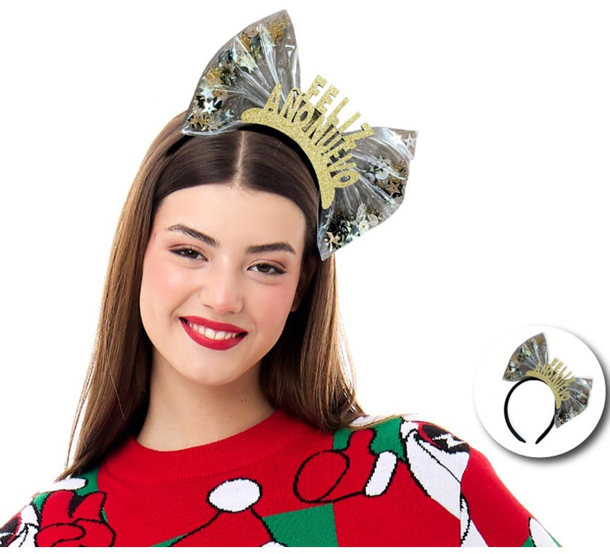 Gold Happy New Year Headband with Bow