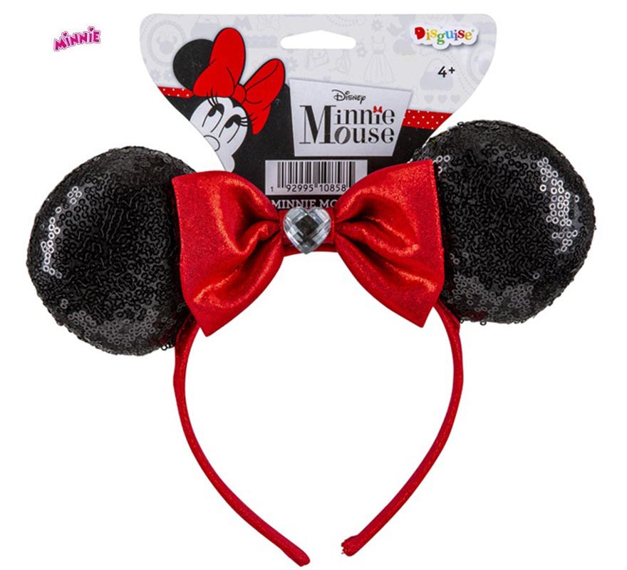 Diadema de Orejas con lazo de Minnie Mouse con lentejuelas Infantil