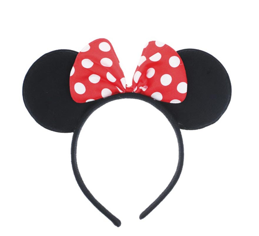 Little Mouse headband with red bow and white polka dots