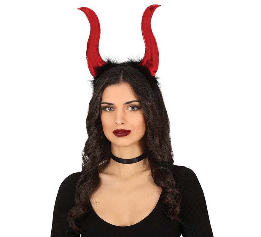 Red Demon Headband with High Horns